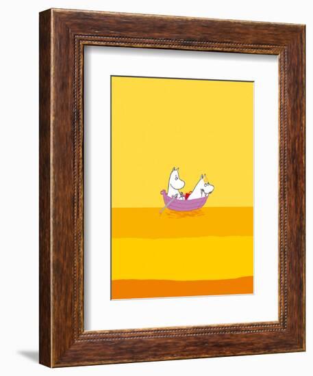 Moomintroll and Snorkmaiden Relaxing in Their Boat-Tove Jansson-Framed Art Print