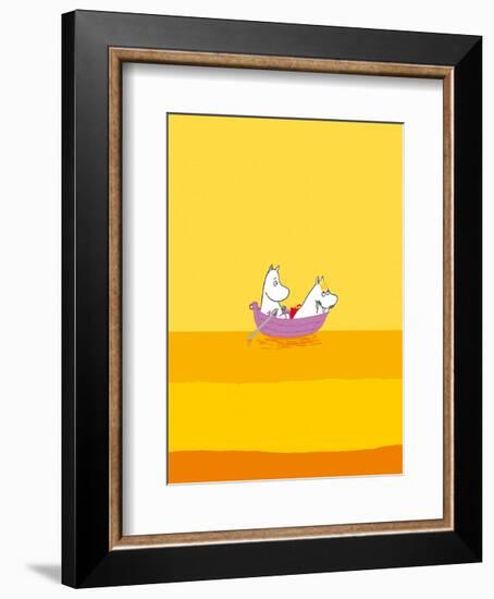 Moomintroll and Snorkmaiden Relaxing in Their Boat-Tove Jansson-Framed Art Print