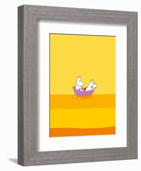 Moomintroll and Snorkmaiden Relaxing in Their Boat-Tove Jansson-Framed Art Print