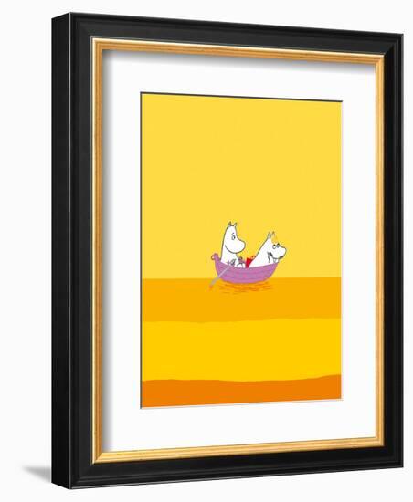 Moomintroll and Snorkmaiden Relaxing in Their Boat-Tove Jansson-Framed Art Print