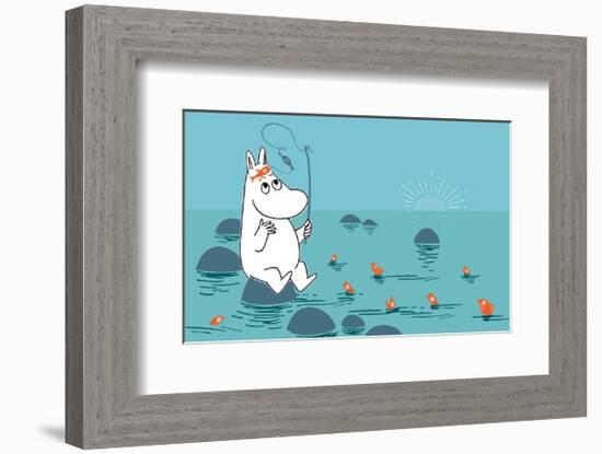 Moomintroll Fishing-Tove Jansson-Framed Art Print