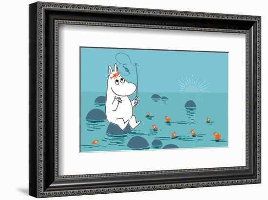 Moomintroll Fishing-Tove Jansson-Framed Art Print