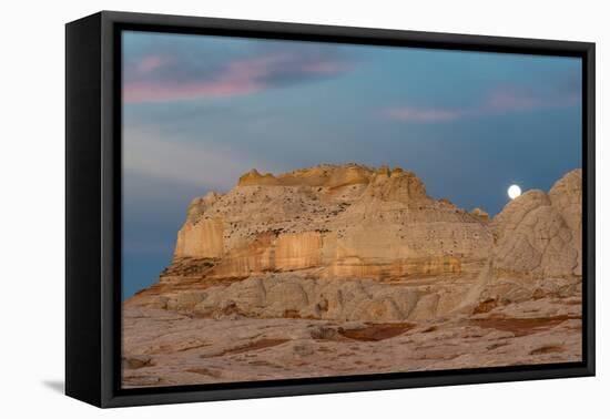 Moon and clouds at sunrise, Vermillion Cliffs, White Pocket wilderness, Bureau of Land Management, -Howie Garber-Framed Premier Image Canvas