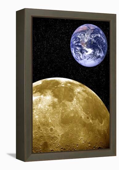 Moon And Earth, Artwork-Victor De Schwanberg-Framed Premier Image Canvas