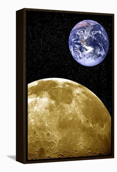 Moon And Earth, Artwork-Victor De Schwanberg-Framed Premier Image Canvas