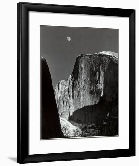 Moon and Half Dome, Yosemite National Park, 1960-Ansel Adams-Framed Art Print