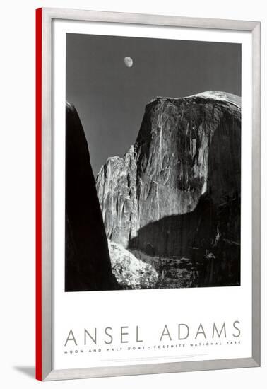 Moon and Half Dome, Yosemite National Park, 1960-Ansel Adams-Framed Art Print