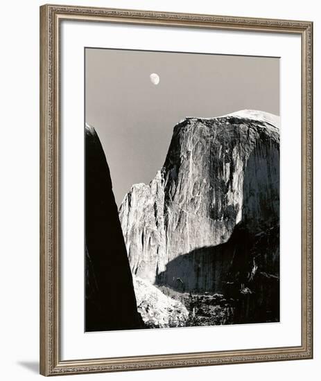 Moon and Half Dome-Ansel Adams-Framed Art Print