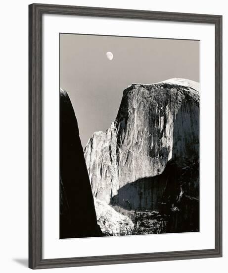 Moon and Half Dome-Ansel Adams-Framed Art Print