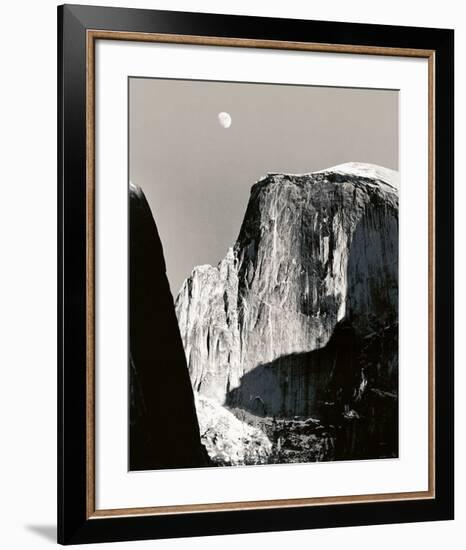 Moon and Half Dome-Ansel Adams-Framed Art Print