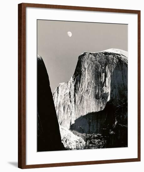 Moon and Half Dome-Ansel Adams-Framed Art Print