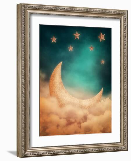 Moon And Stars-egal-Framed Art Print