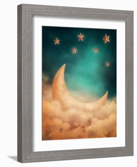 Moon And Stars-egal-Framed Art Print