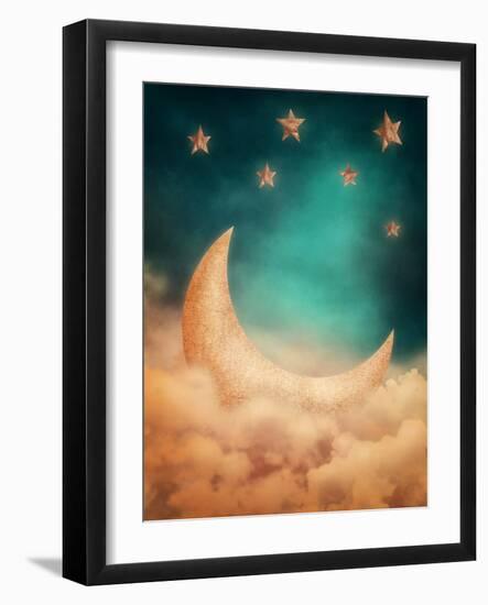 Moon And Stars-egal-Framed Art Print