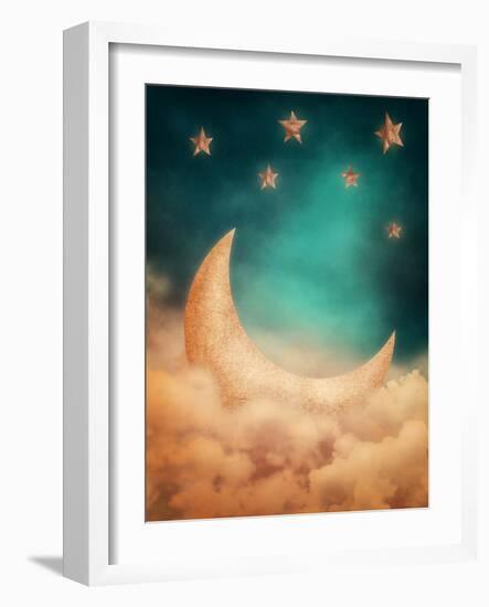 Moon And Stars-egal-Framed Art Print