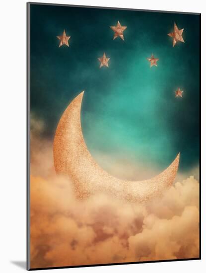 Moon And Stars-egal-Mounted Art Print