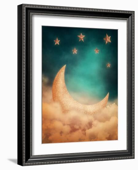 Moon And Stars-egal-Framed Art Print
