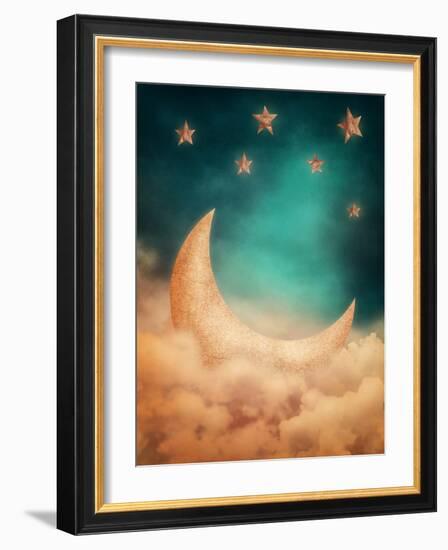 Moon And Stars-egal-Framed Art Print