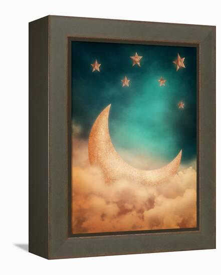 Moon And Stars-egal-Framed Stretched Canvas