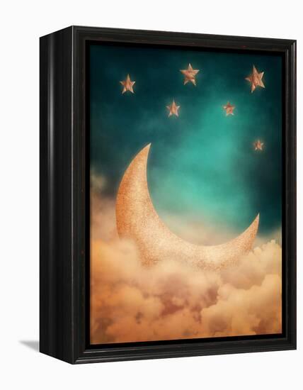 Moon And Stars-egal-Framed Stretched Canvas