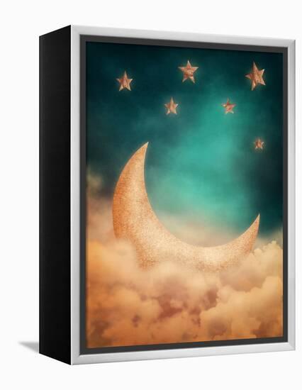 Moon And Stars-egal-Framed Stretched Canvas