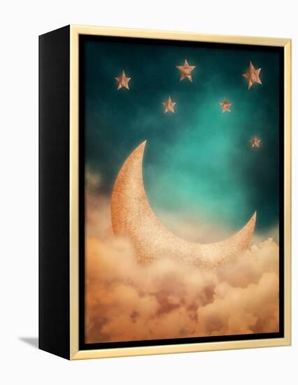 Moon And Stars-egal-Framed Stretched Canvas