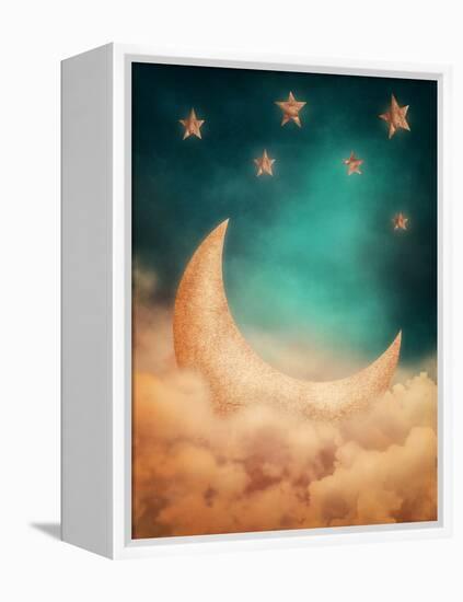 Moon And Stars-egal-Framed Stretched Canvas