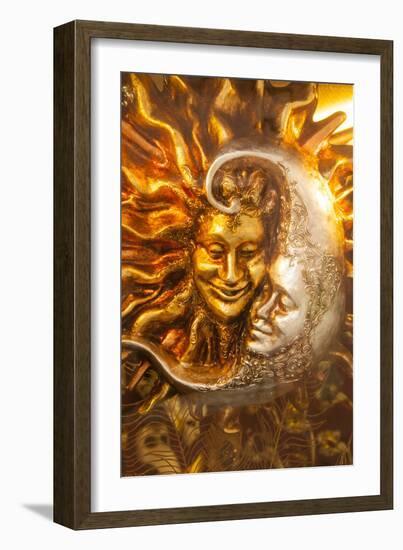 Moon and Sun Carnival Mask Decorations, Venice, Veneto, Italy, Europe-Guy Thouvenin-Framed Photographic Print