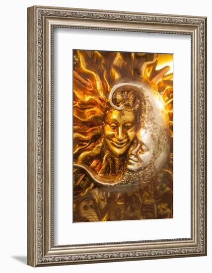 Moon and Sun Carnival Mask Decorations, Venice, Veneto, Italy, Europe-Guy Thouvenin-Framed Photographic Print