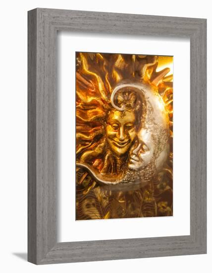 Moon and Sun Carnival Mask Decorations, Venice, Veneto, Italy, Europe-Guy Thouvenin-Framed Photographic Print