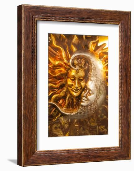 Moon and Sun Carnival Mask Decorations, Venice, Veneto, Italy, Europe-Guy Thouvenin-Framed Photographic Print