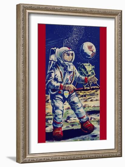 Moon Astronaut-null-Framed Art Print