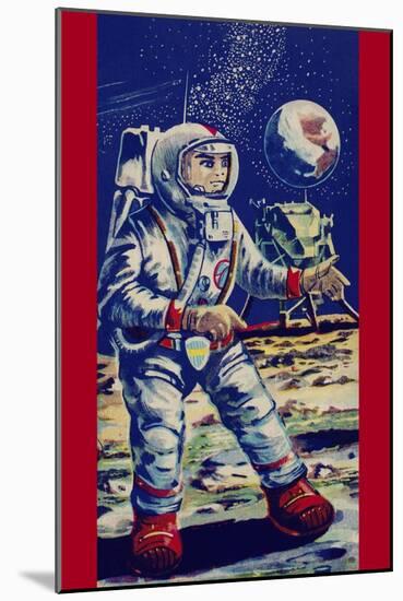 Moon Astronaut-null-Mounted Art Print