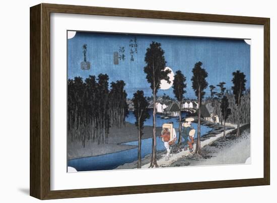 Moon at Numazu, from 53 Stations of Tokaido, 1832-Ando Hiroshige-Framed Giclee Print