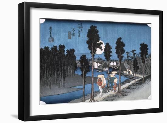 Moon at Numazu, from 53 Stations of Tokaido, 1832-Ando Hiroshige-Framed Giclee Print