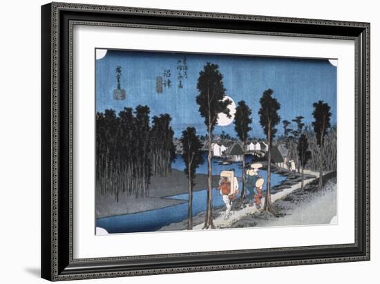 Moon at Numazu, from 53 Stations of Tokaido, 1832-Ando Hiroshige-Framed Giclee Print