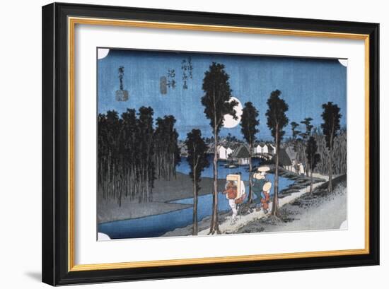 Moon at Numazu, from 53 Stations of Tokaido, 1832-Ando Hiroshige-Framed Giclee Print