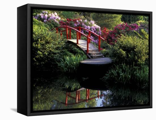 Moon Bridge and Pond in a Japanese Garden, Seattle, Washington, USA-Jamie & Judy Wild-Framed Premier Image Canvas