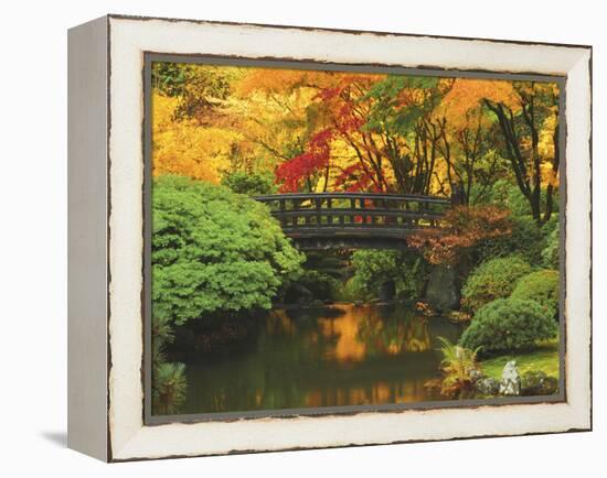 Moon Bridge in Autumn: Portland Japanese Garden, Portland, Oregon, USA-Michel Hersen-Framed Premier Image Canvas