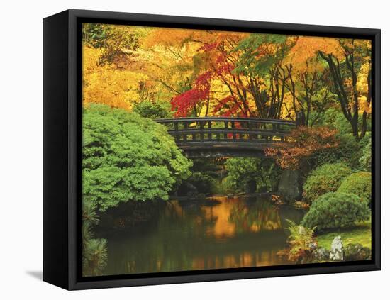 Moon Bridge in Autumn: Portland Japanese Garden, Portland, Oregon, USA-Michel Hersen-Framed Premier Image Canvas