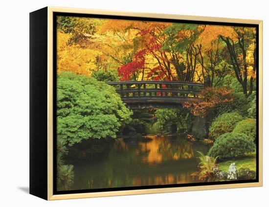 Moon Bridge in Autumn: Portland Japanese Garden, Portland, Oregon, USA-Michel Hersen-Framed Premier Image Canvas