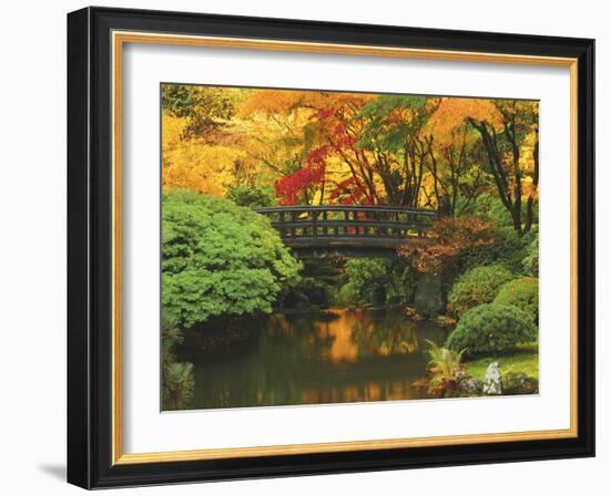 Moon Bridge in Autumn: Portland Japanese Garden, Portland, Oregon, USA-Michel Hersen-Framed Photographic Print