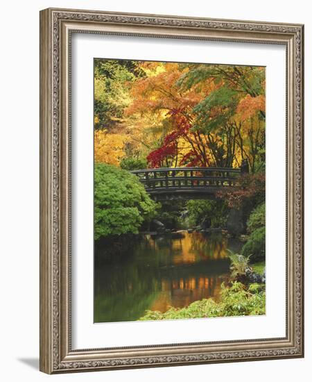 Moon Bridge in Autumn: Portland Japanese Garden, Portland, Oregon, USA-Michel Hersen-Framed Photographic Print