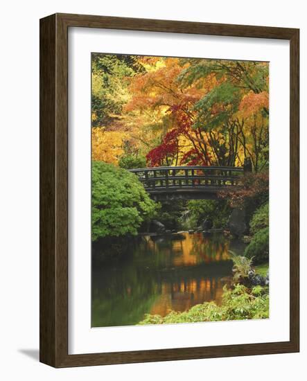 Moon Bridge in Autumn: Portland Japanese Garden, Portland, Oregon, USA-Michel Hersen-Framed Photographic Print