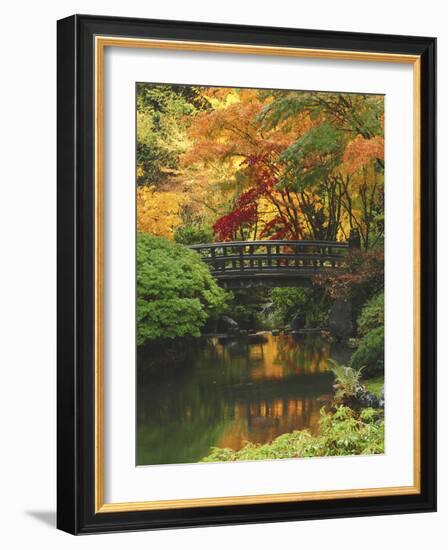 Moon Bridge in Autumn: Portland Japanese Garden, Portland, Oregon, USA-Michel Hersen-Framed Photographic Print