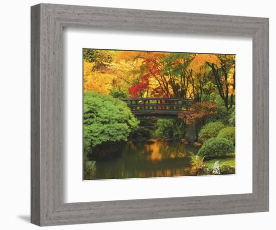 Moon Bridge in Autumn: Portland Japanese Garden, Portland, Oregon, USA-Michel Hersen-Framed Photographic Print