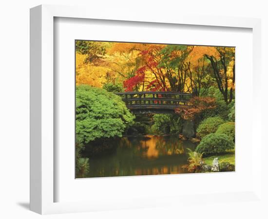 Moon Bridge in Autumn: Portland Japanese Garden, Portland, Oregon, USA-Michel Hersen-Framed Photographic Print