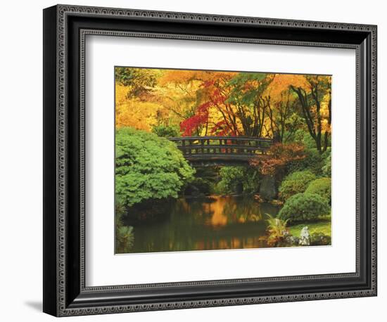 Moon Bridge in Autumn: Portland Japanese Garden, Portland, Oregon, USA-Michel Hersen-Framed Photographic Print