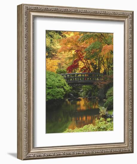 Moon Bridge in Autumn: Portland Japanese Garden, Portland, Oregon, USA-Michel Hersen-Framed Photographic Print