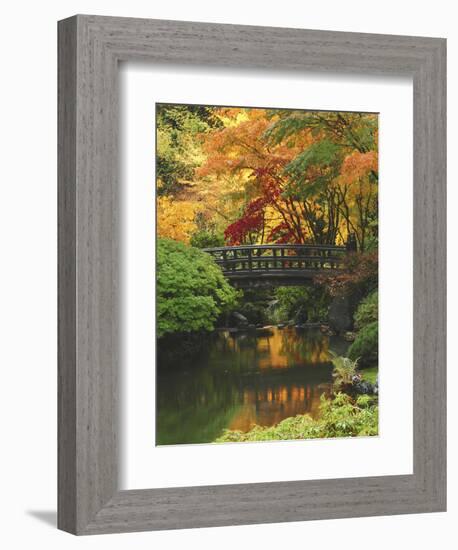 Moon Bridge in Autumn: Portland Japanese Garden, Portland, Oregon, USA-Michel Hersen-Framed Photographic Print